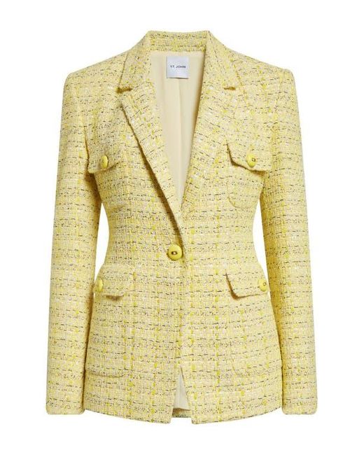 St. John Yellow Metallic Tweed One-Button Jacket