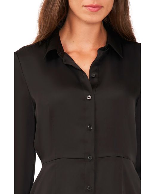 Halogen® Black Halogen(r) Long Sleeve Shirtdress