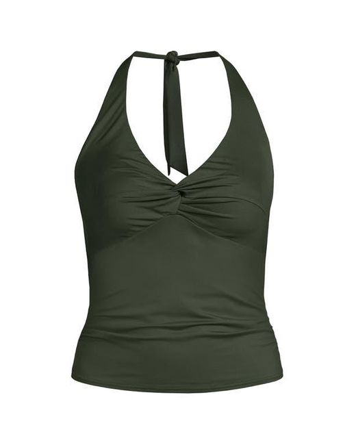 Lands' End Green Twist Halter Tankini Top
