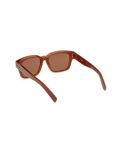 Zegna Brown 55Mm Polarized Rectangular Sunglasses for men