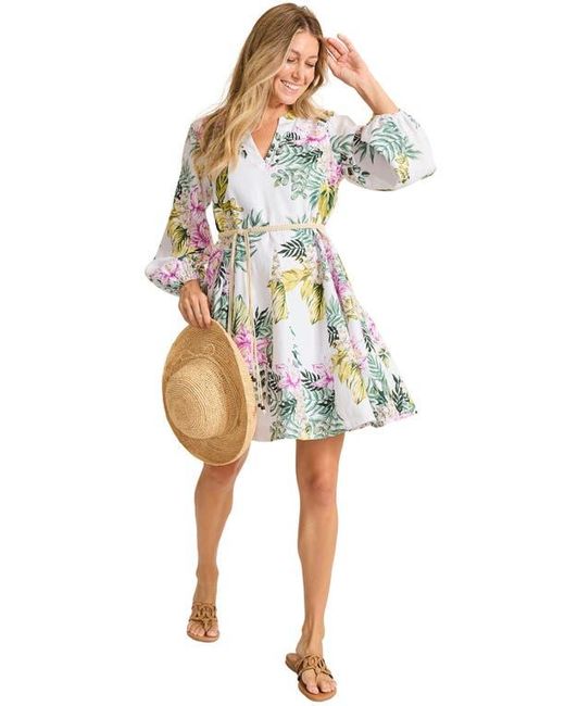 Tommy Bahama Blue Petal Of Luxury Long Sleeve Linen Dress