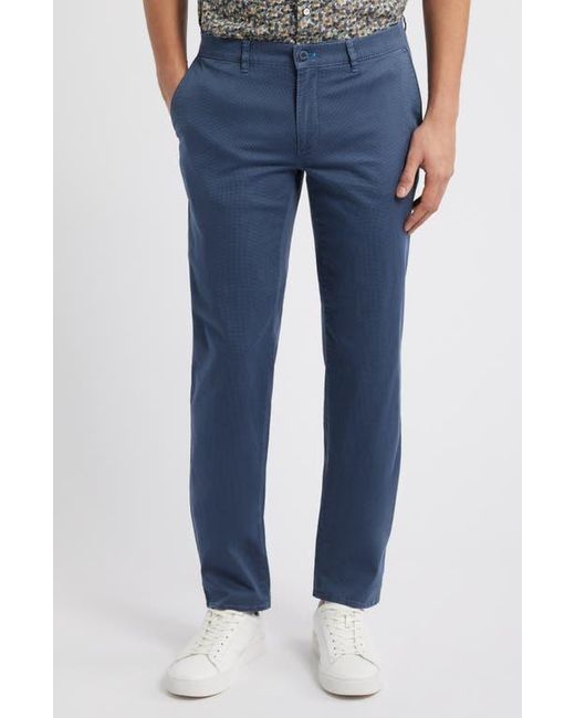 Brax Blue Fabio Micropattern Flat Front Cotton Blend Pants for men