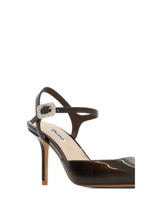 Dune Brown Channel Ankle Strap Pointed Toe Pump