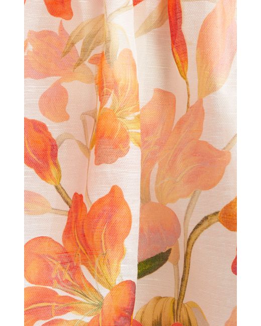 Zimmermann Orange Tranquility Floral Long Sleeve Bralette Bodice Minidress