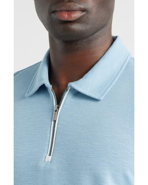 Bugatchi Blue Quarter Zip Polo for men