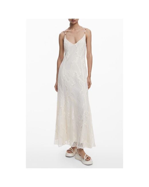 Desigual White Devoré Lace Maxi Dress