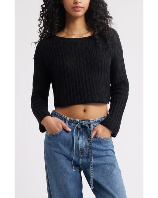 BP. Black Open Stitch Crop Sweater