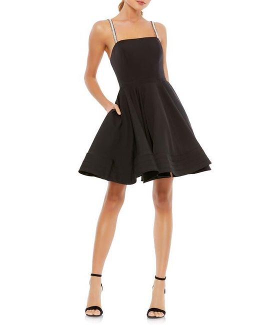 Ieena for Mac Duggal Rhinestone Strap Fit Flare Minidress in Black Lyst