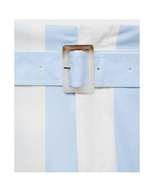 Mango Blue Belted Stripe Straight Leg Pants