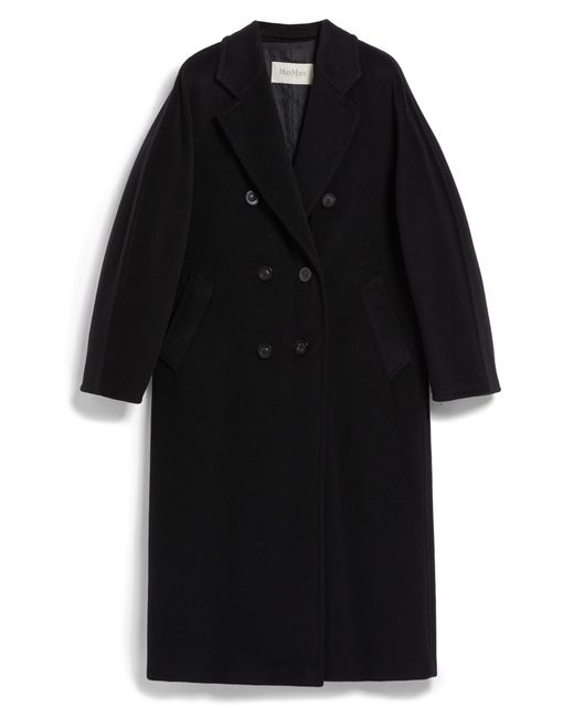 Max Mara Black Madame Double Breasted Wool & Cashmere Coat