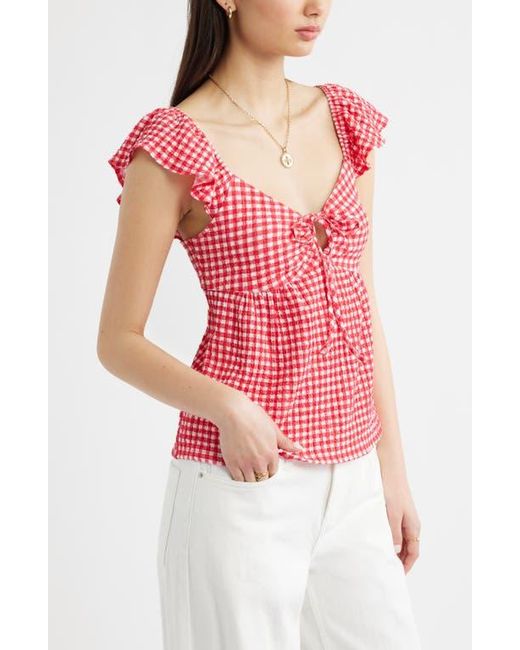 BP. Red Flutter Sleeve Top