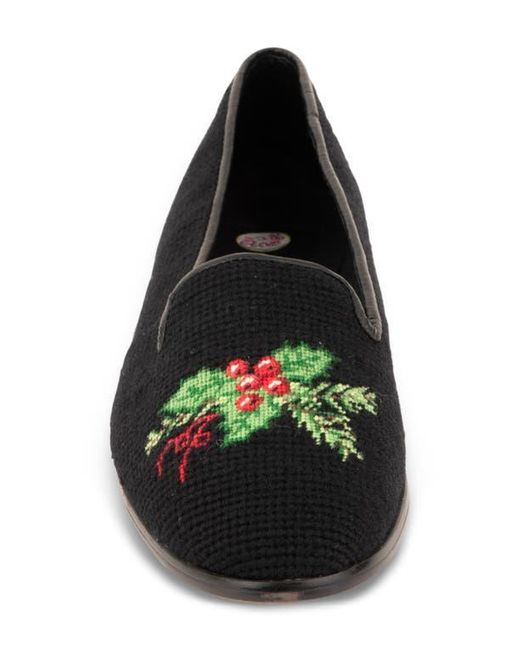 PAIGE Black Needlepoint Holly Flat