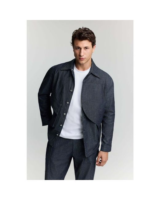 Jendue US Blue Layered Denim Jacket for men