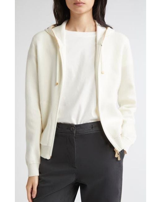 Eleventy White Cashmere Blend Zip Hoodie