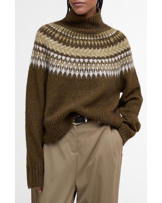 Barbour Green Lorrie Fair Isle Wool & Alpaca Blend Sweater