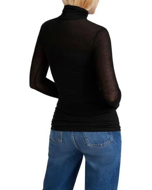 MARCELLA Black Sheer Panel Turtleneck Top