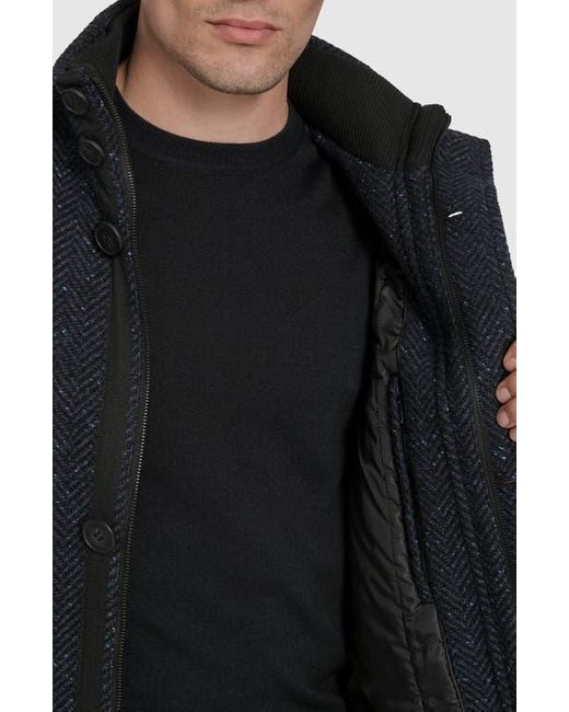 Andrew Marc Black Dorsey Plaid Wool Blend Car Coat for men
