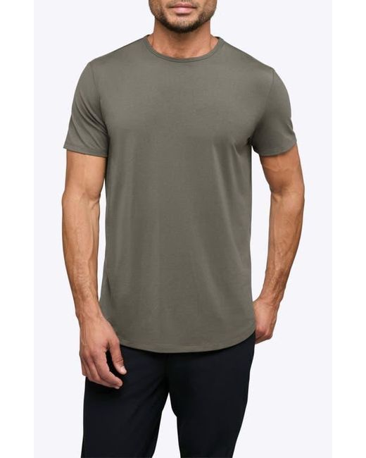 Cuts Gray Ao Curve Hem Cotton Blend T-Shirt for men