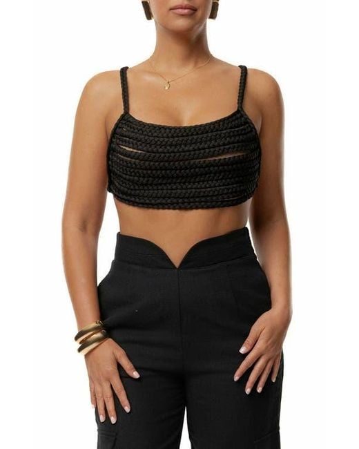 JLUXLABEL Black Sofia Braided Crop Top