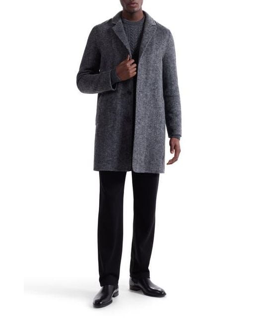 Bugatchi Gray Herringbone Wool Blend Car Coat for men