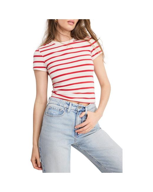 GOOD AMERICAN Blue Super Stretch Cotton Blend T-Shirt