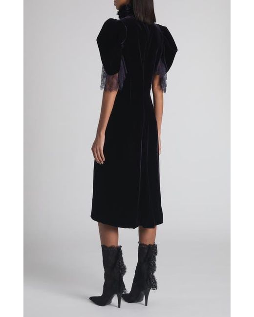 Alexander McQueen Black Puff Sleeve Velvet Cocktail Dress