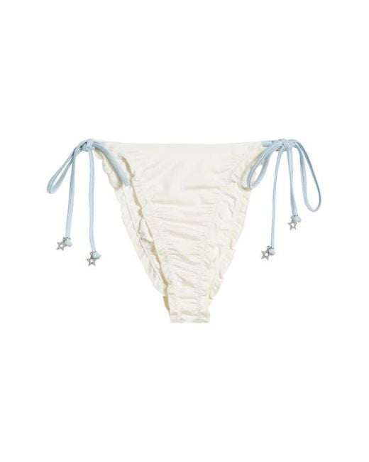 PacSun White Cecilia Ruffle Star Charm Side Tie Bikini Bottoms