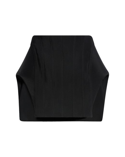 Mugler Black Open Sides Paneled Twill Miniskirt
