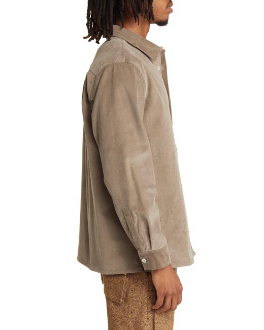 KROST Brown Logo Patch Corduroy Button-up Shirt for men