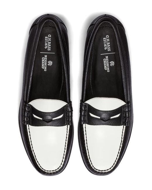 G.H.BASS Black X Reigning Champ Larson Weejuns Two Tone Penny Loafer for men