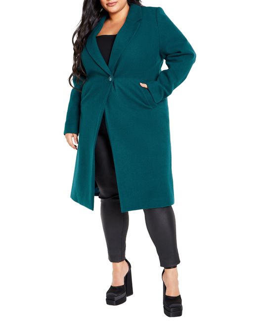 City Chic Green Effortless Chic Coat
