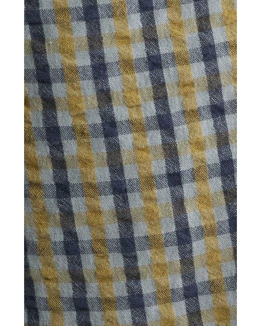 Topman Gray Check Cotton Seersucker Shorts for men