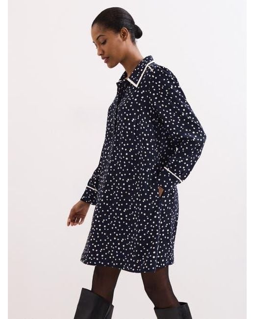 Phase Eight Blue Collared Mini Tunic Dress
