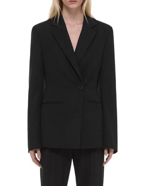 Helmut Lang Black Cutaway Wool Blazer