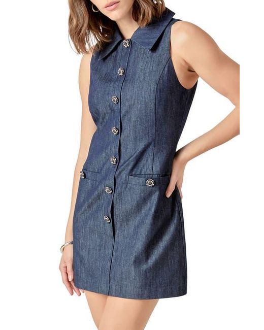 white christmas dresses Rosette Denim Mini Tube Dress in Light-Denim main image 0