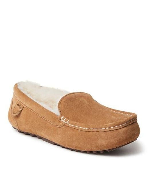Dearfoams Women's Brown Fireside Mel Genuine Shearling Moccasin