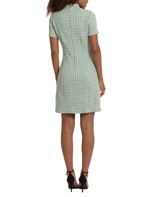 DONNA MORGAN FOR MAGGY Green Short Sleeve Tweed Minidress