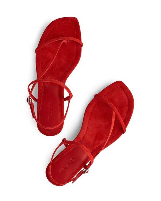 Madewell Red Maycie Asymmetric T-Strap Sandal