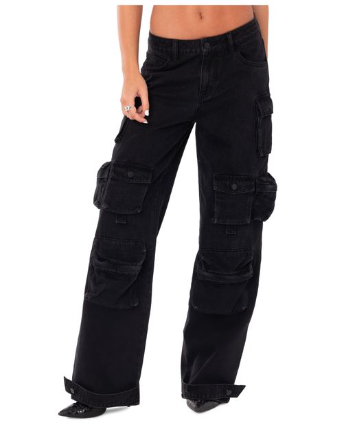 Edikted Black Oversize Cargo Jeans
