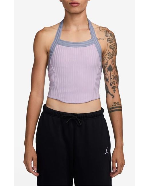 Nike Purple Flight Poolside Rib Crop Halter Top