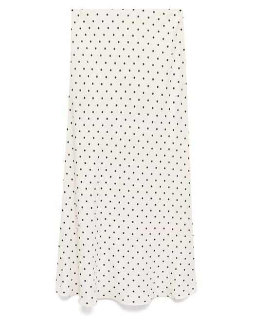 Mango White Polka Dot Maxi Skirt