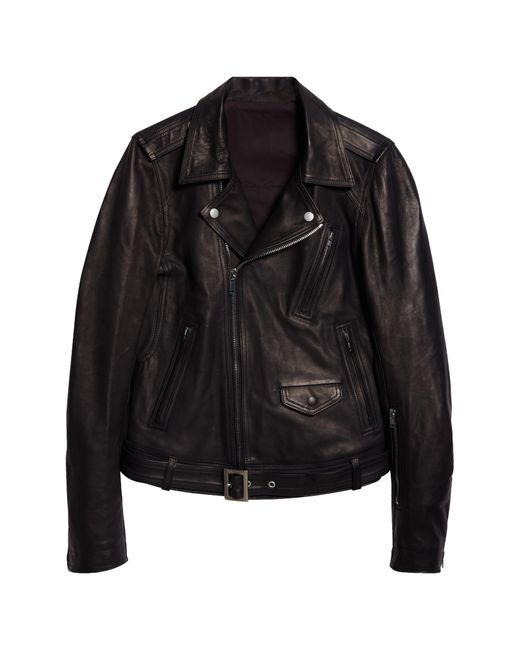 Rick Owens Black Luke Stooges Leather Moto Jacket for men