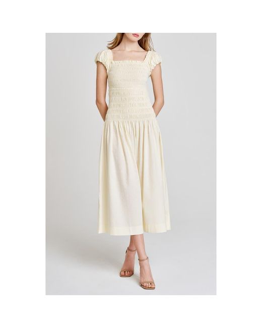 Wayf White Cassidy Smock Bodice Midi Sundress