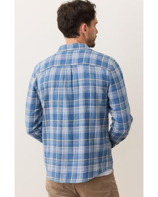 Marine Layer Blue Classic Plaid Stretch Cotton Button-Up Shirt for men