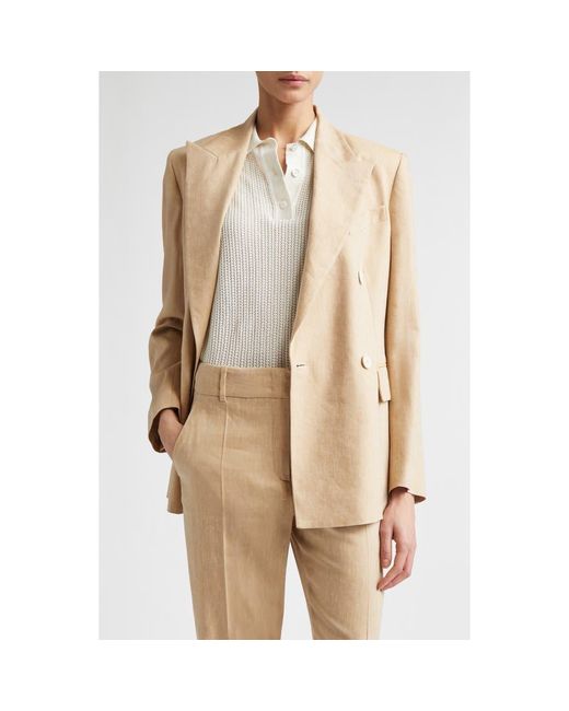 Eleventy Natural Double Breasted Linen & Wool Jacket