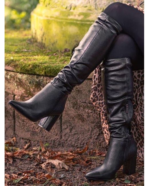 V GAN LONDON Peach Knee High Boots In Black Lyst V GAN LONDON Peach Knee High Boots In Black Lyst