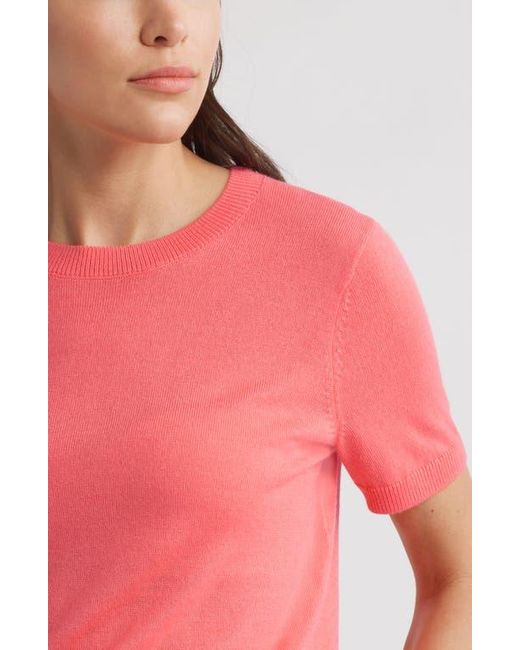 Caslon Red Short Sleeve Merino Wool Blend Crewneck Sweater