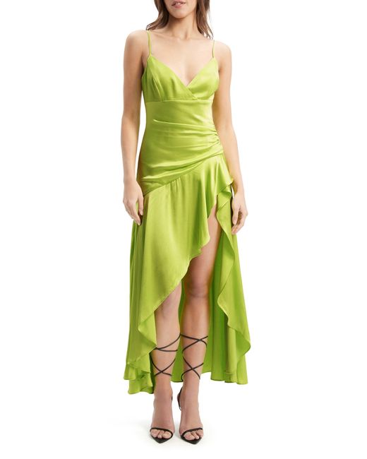Bardot Green Sorella Ruffle Cocktail Midi Dress