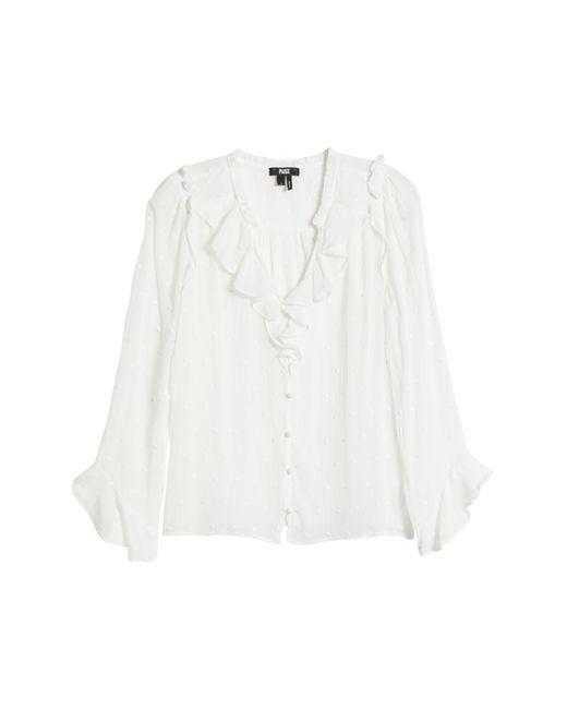 PAIGE White Avina Long Sleeve Button-up Top