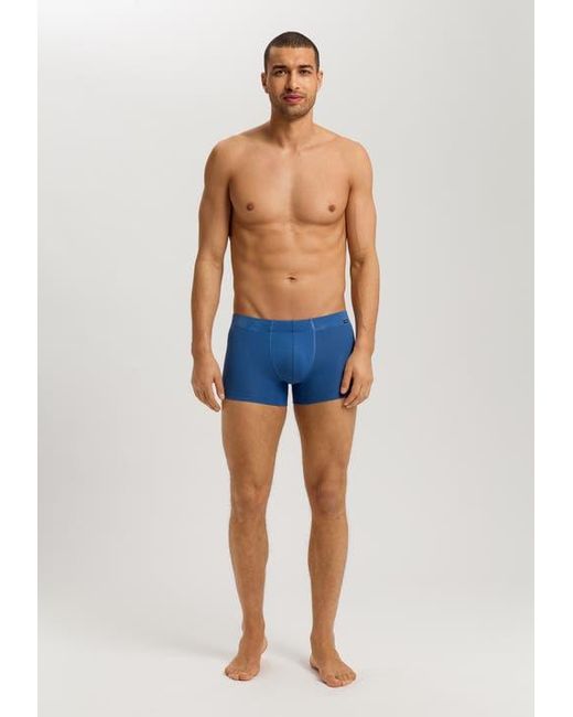 Hanro Blue Cotton Essentials 2-Pack Cotton Boxer Briefs With Covered Waistband for men